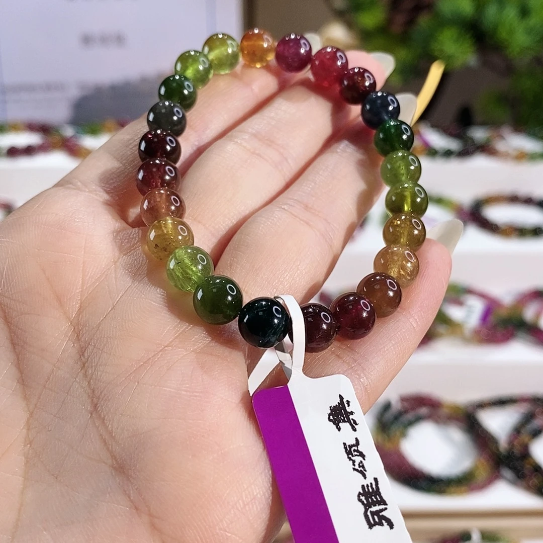 碧玺手串未镶嵌G2312素圈颜色微差