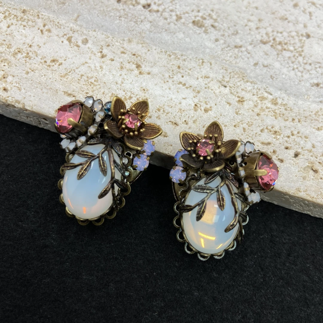 合金玻璃耳饰 【Liz璇子】花园系列琉璃重工编织耳夹H42960无鉴赏期