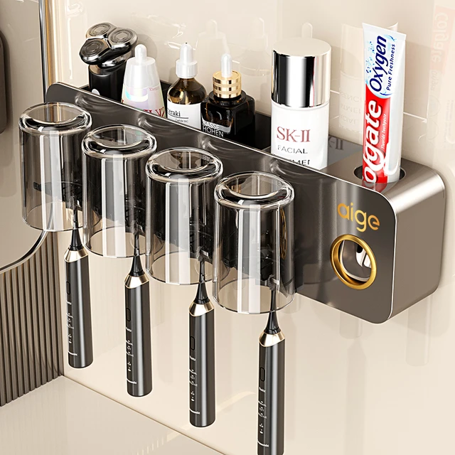 牙刷置物架壁挂式免打孔卫生间漱口杯刷牙杯家庭电动牙膏牙刷架子