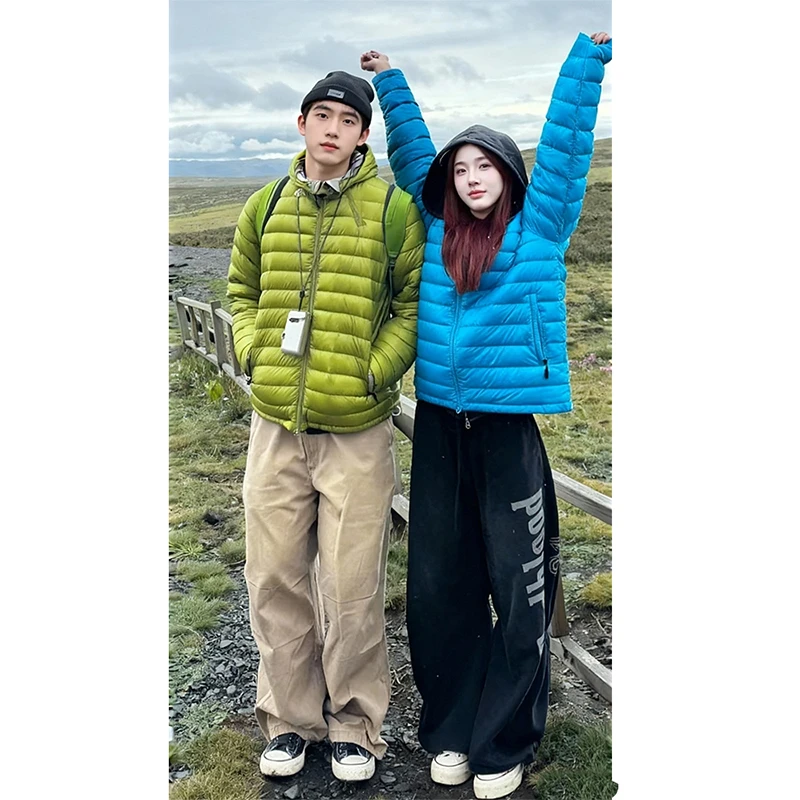 芙沿绿色排骨羽绒服女2025冬季新款复古百搭休闲保暖轻薄羽绒棉服