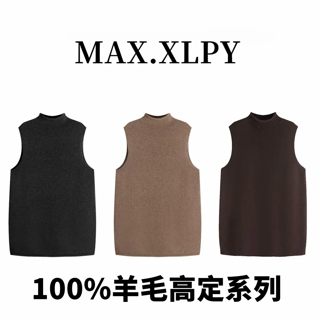 【叠搭核心】冬季新款100%纯绵羊毛慵懒半高领无袖背心马甲女YN3526