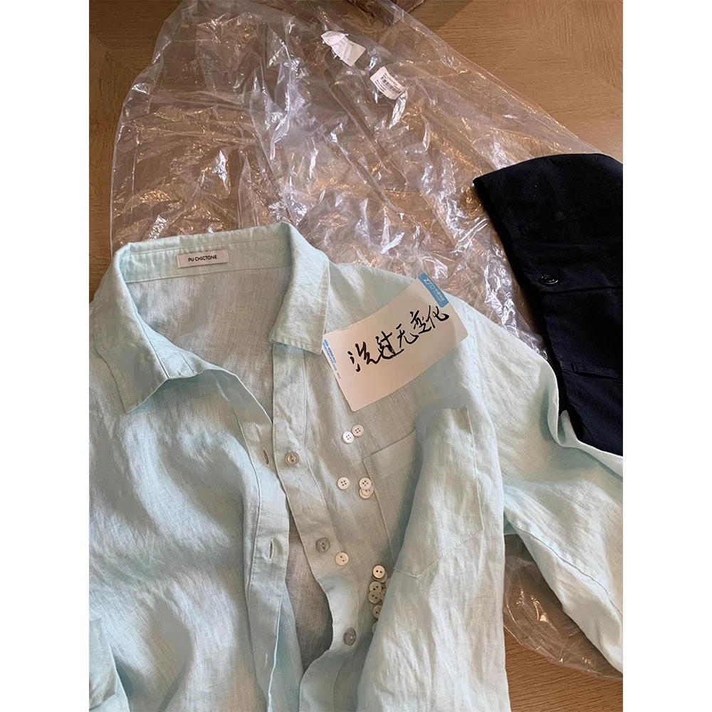 被惊艳到了！巨漂亮！浅绿色独特衬衫女2025好看独特设计感宽松上衣