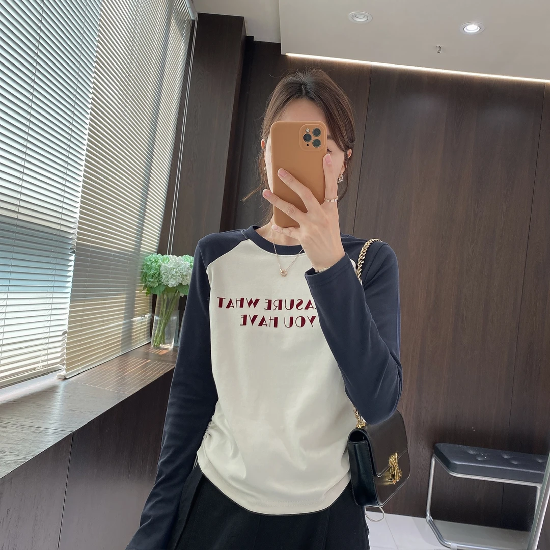 IMFLY金小金自制女装 T恤DYW9815早秋插肩袖收腰显瘦打底上衣