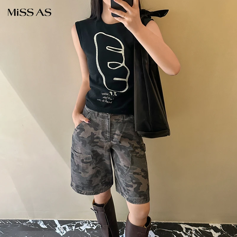 【VVNK JANE PLUS】简约圆领无袖印花T恤女款25春夏新品