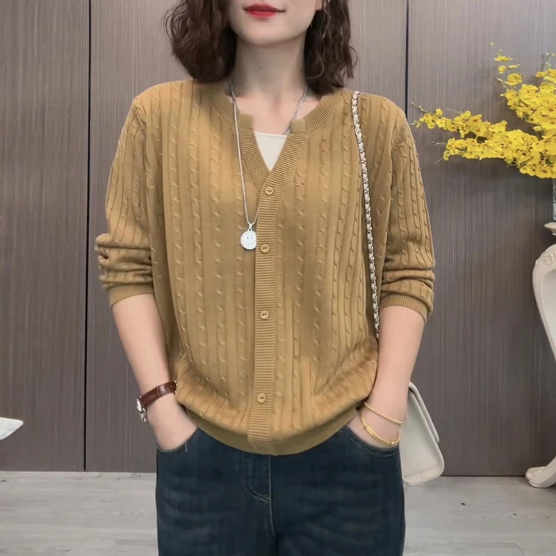 流行款时尚百搭圆领纯色针织衫2025秋季新款简约日常短袖上衣女