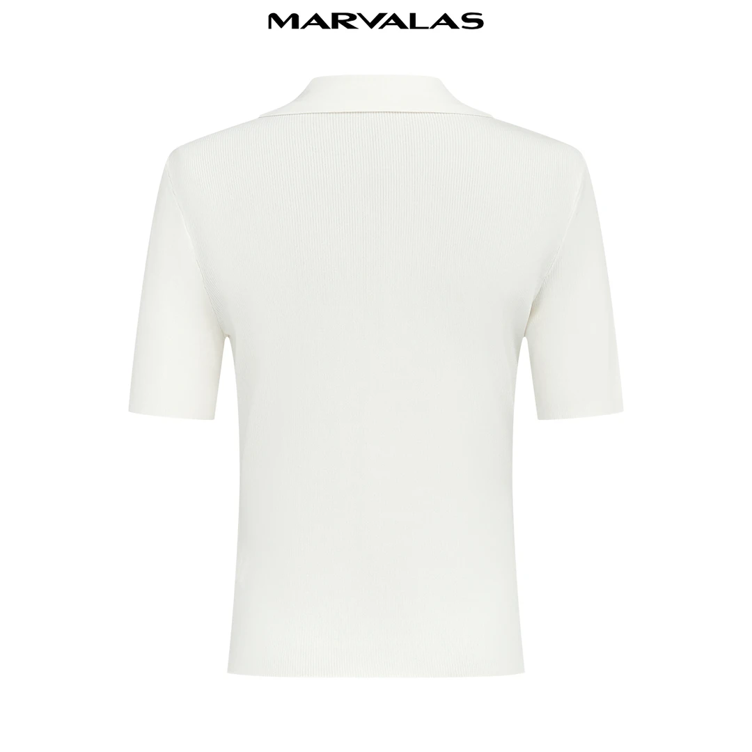 【曼德诗】曼德诗纯色针织T恤夏季新款冰感丝弹力上衣