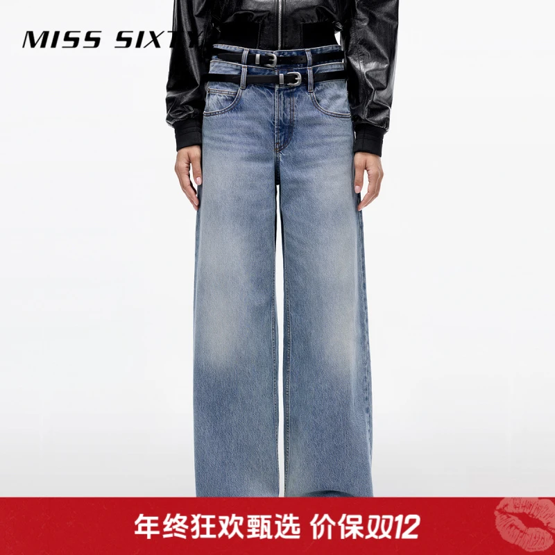 【商场同款新品】Miss Sixty2025秋夏款牛仔裤高腰双腰头显瘦直筒裤