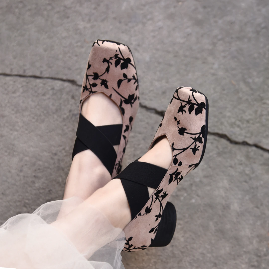 Artmu阿木新中式4.5cm芭蕾舞鞋方头猪嘴鞋粗跟浅口单鞋女新款1231