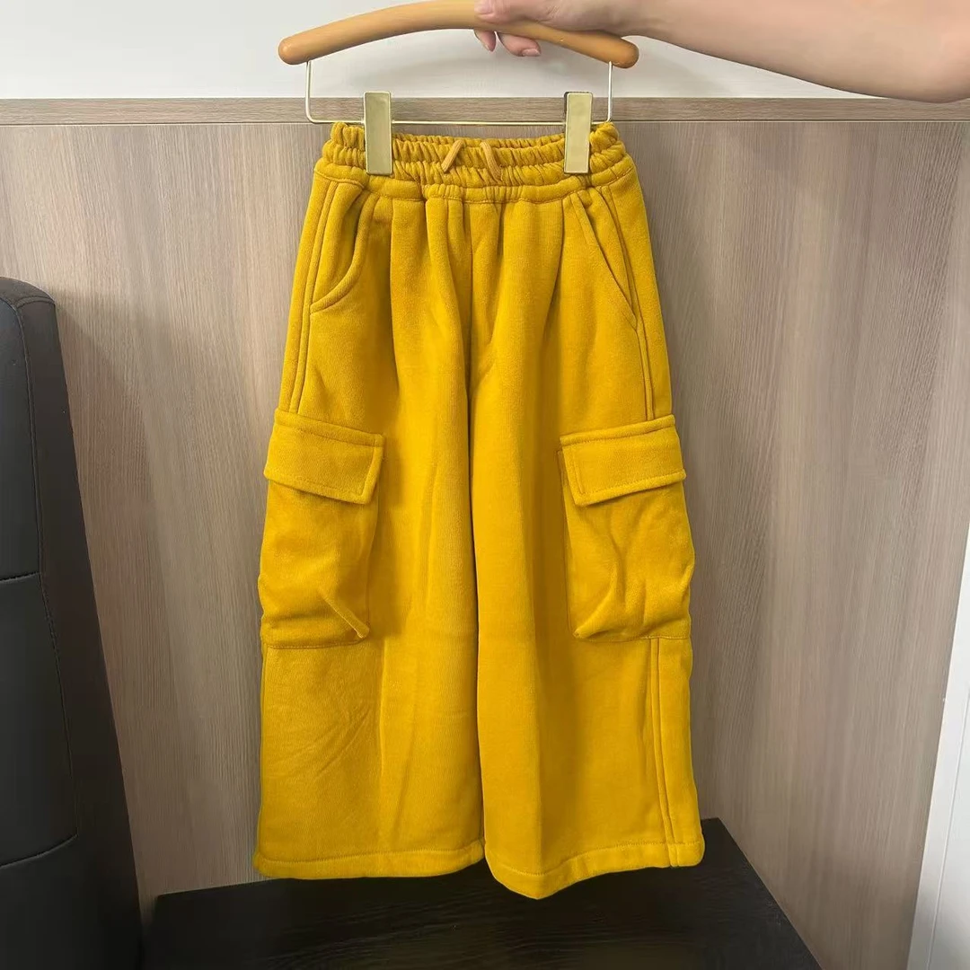 儿童冬款加绒工装卫裤韩版