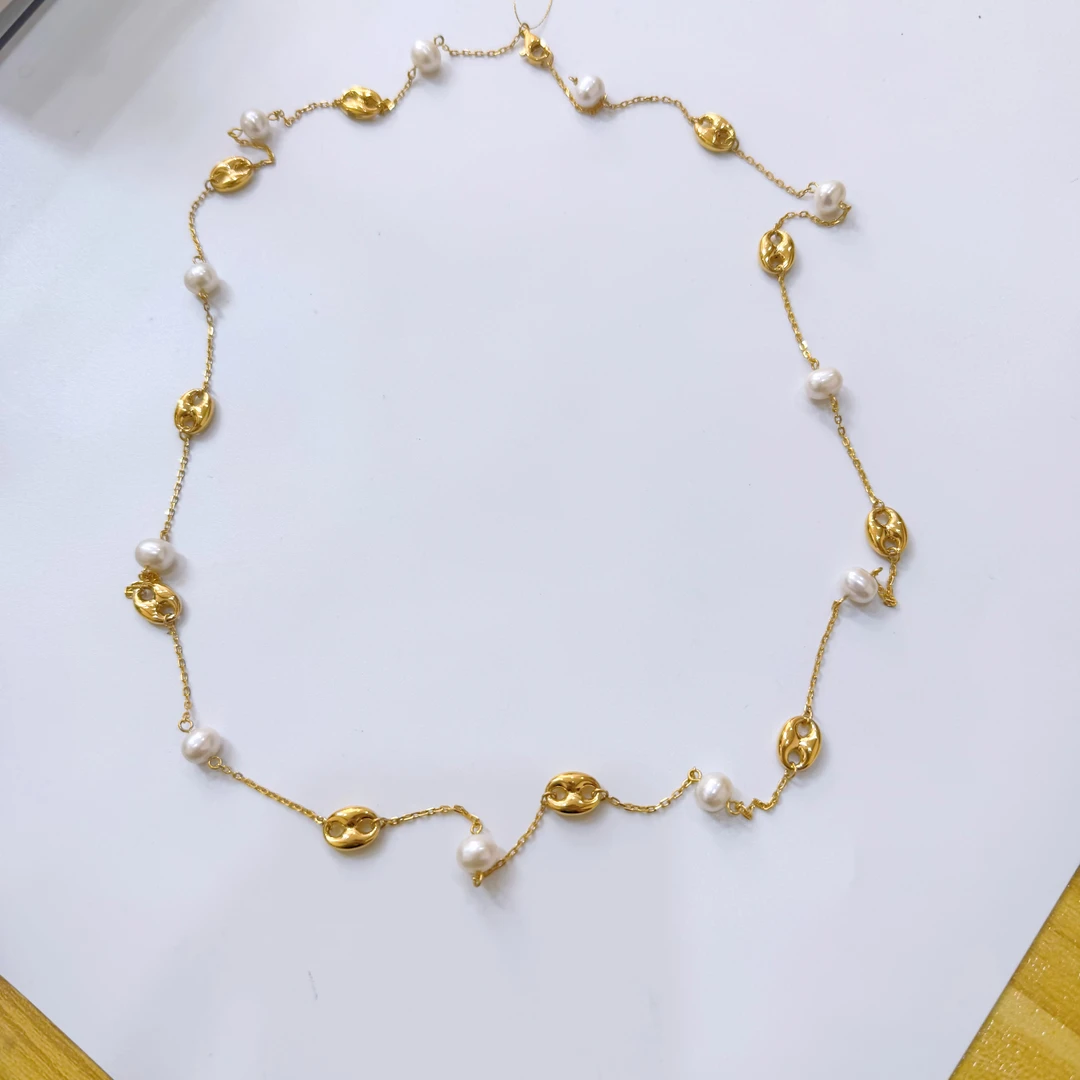 【猪鼻长款毛衣链】足金999黄金时尚长款猪鼻毛衣链