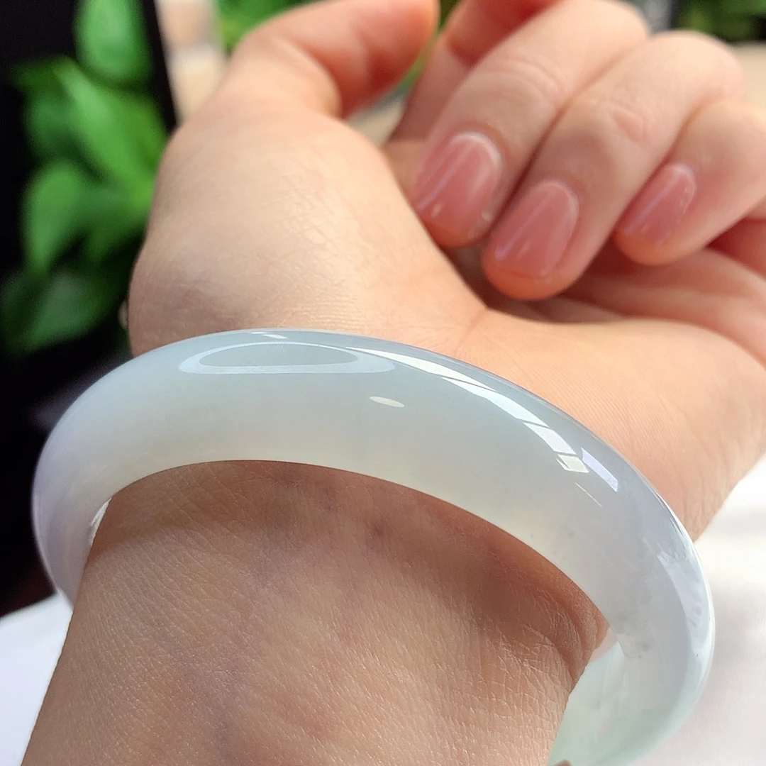 未镶嵌手镯翡翠55-56圈口完美胶条种老肉细13号