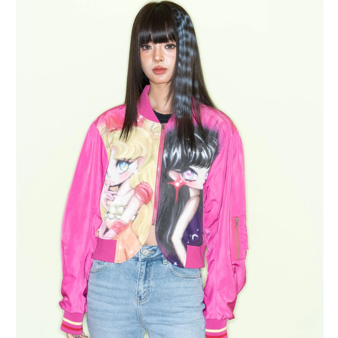 金源LALABOBO宽松短款休闲时尚印花美式上衣外套LBEA-WSJW14