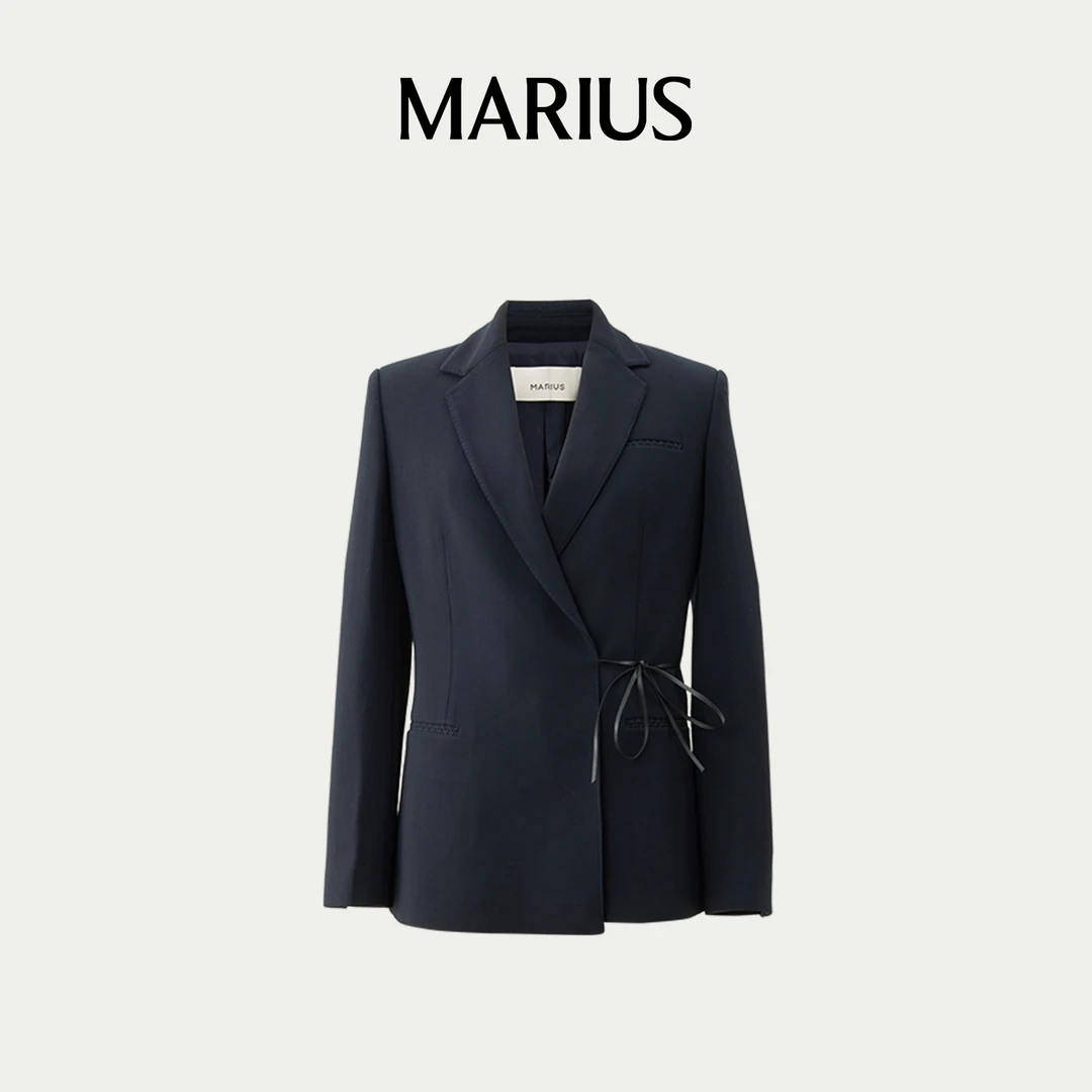 MARIUS“斯隆女士”美丽诺绵羊毛气质柔软细腻弹性足系带西装女士