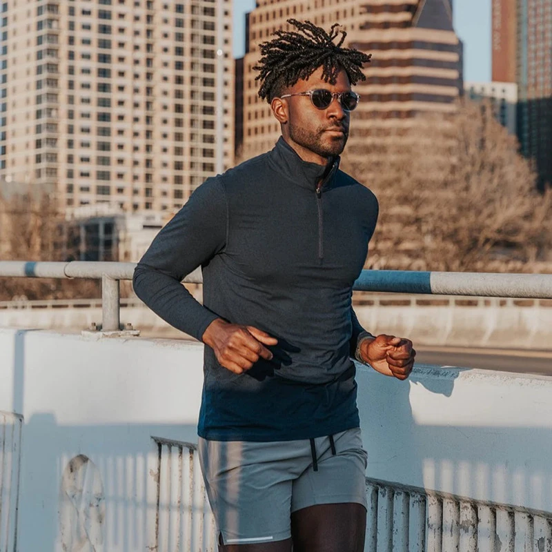 多带2件！不是一般的好穿！高性能秋冬男士弹力透气半拉链长袖