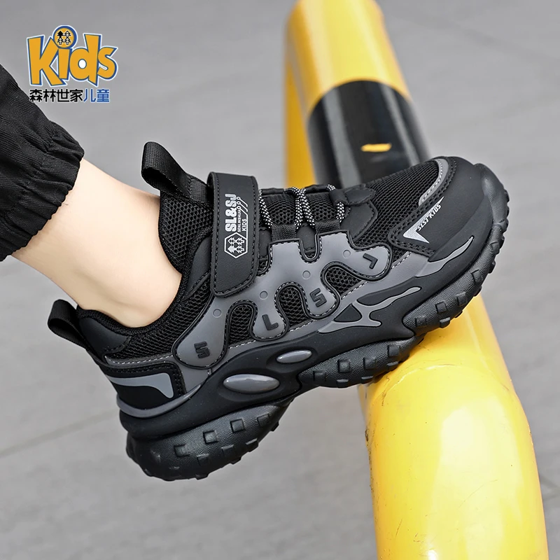 森林世家童鞋男童女童冬季加绒保暖运动鞋秋季中大童老爹大棉鞋子