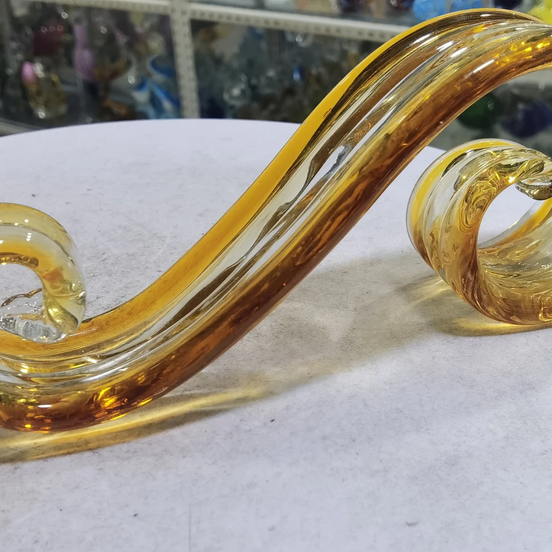 手工琉璃茶色如意桌面摆件