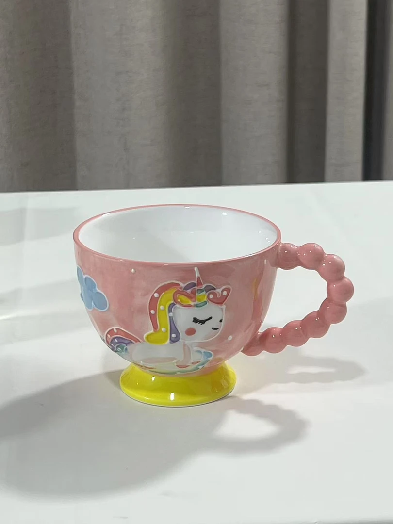手绘大容量陶瓷早餐杯
