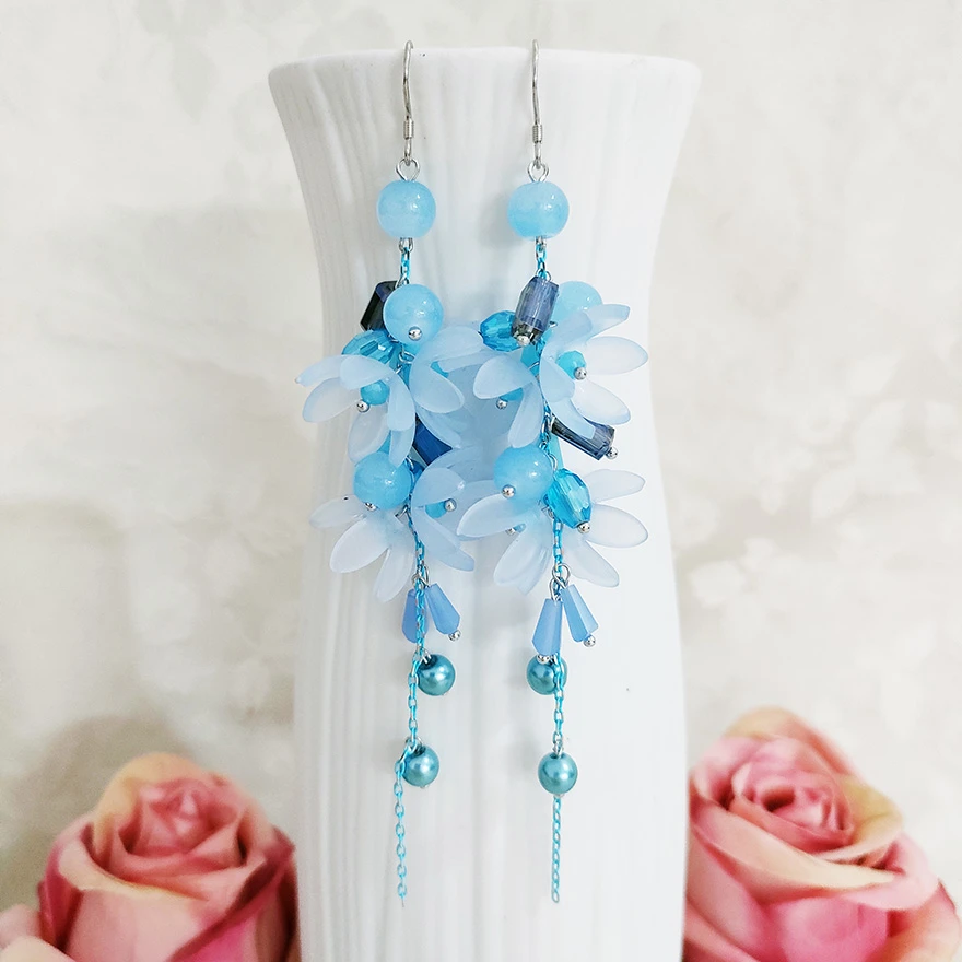 铜合金耳饰 民族风纯手工耳坠长款气质花儿耳环1922