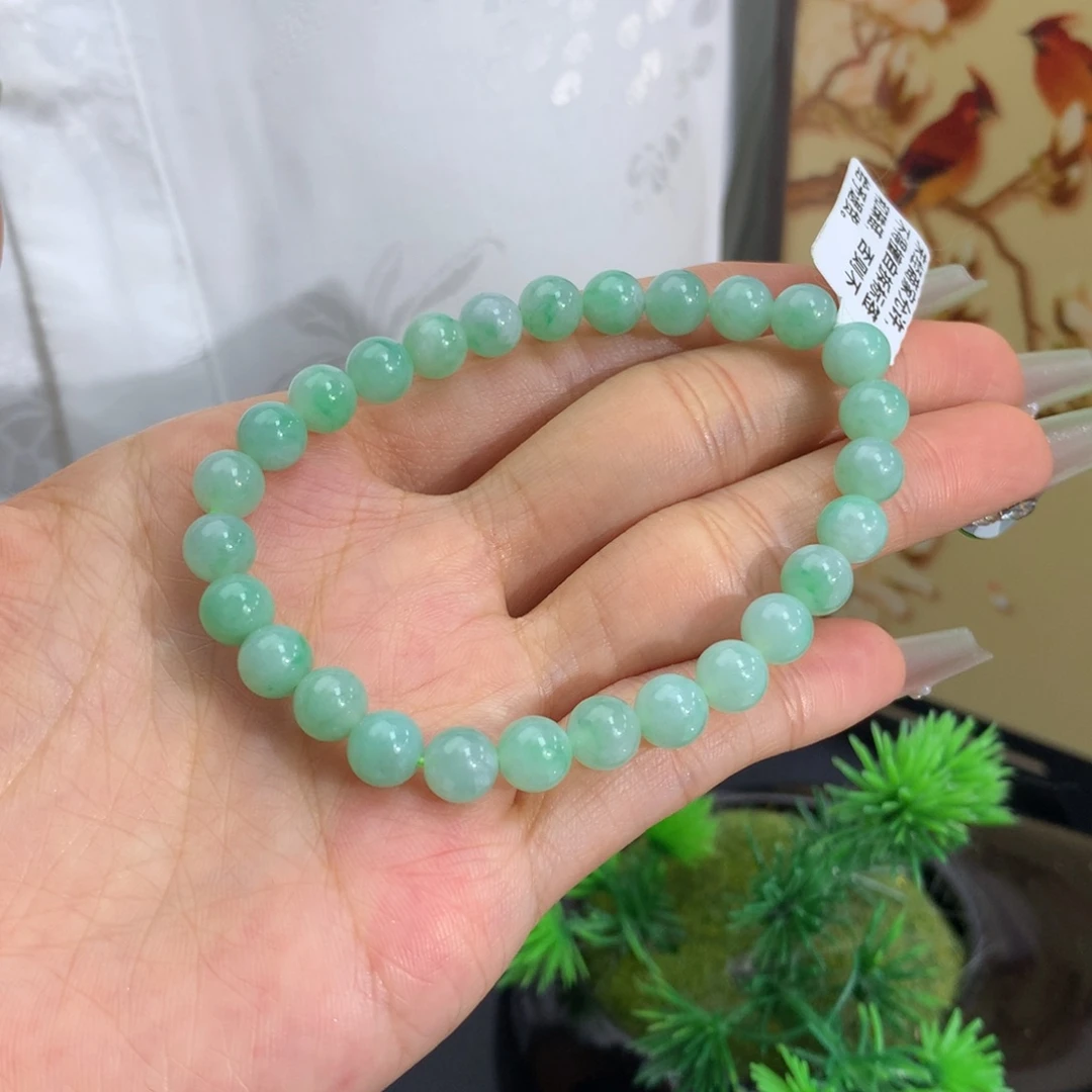 未镶嵌手链翡翠卡6.6细润绿手串