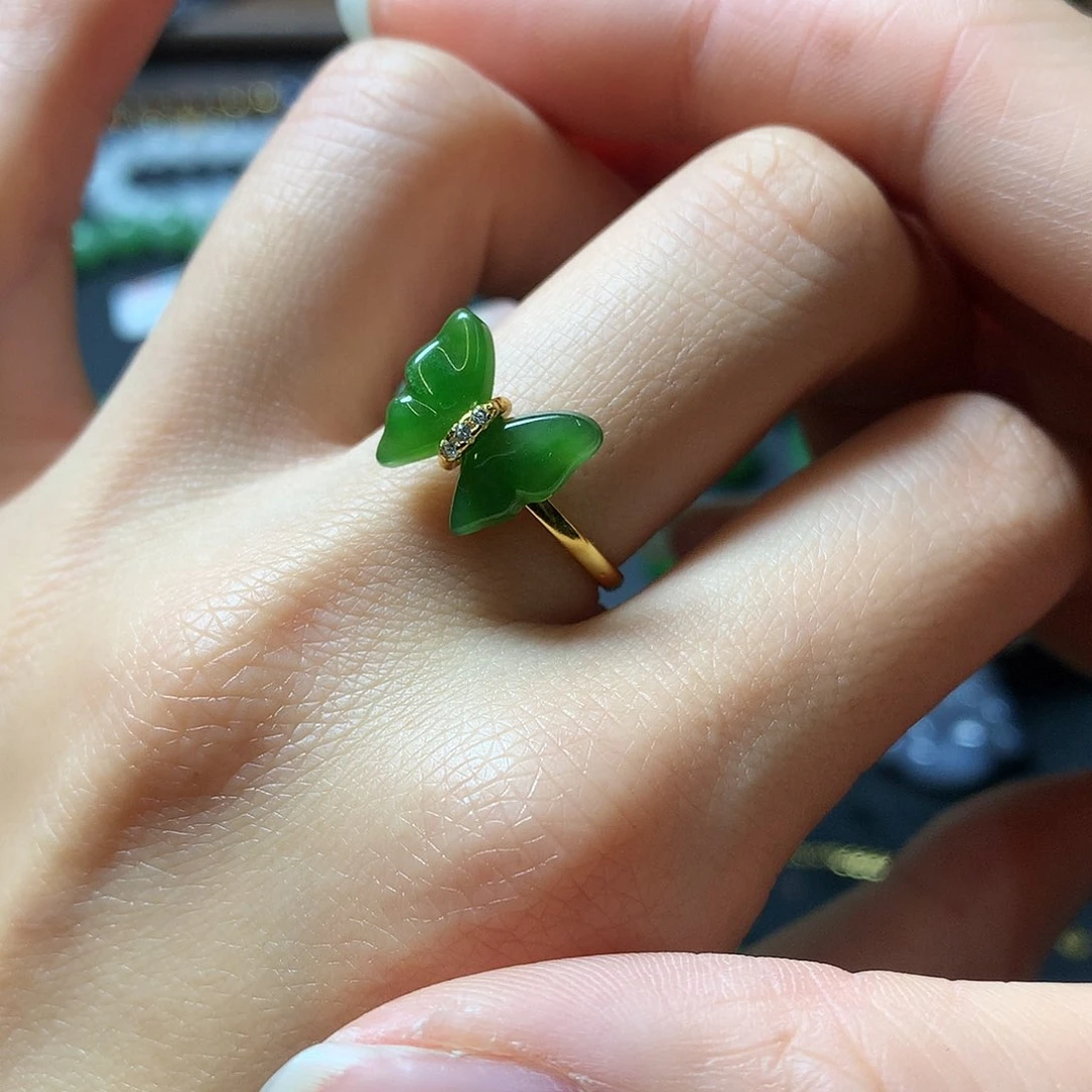 和田玉戒指银S925镶嵌