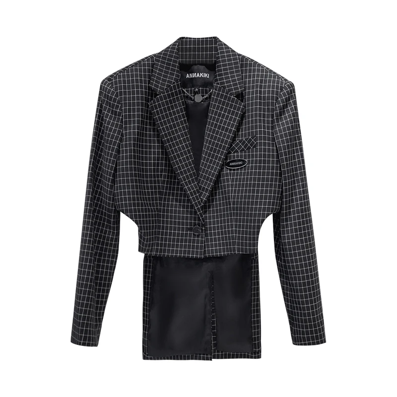 【COCO精选】ANNAKIKI 精纺羊毛格纹不对称西装 3B30618067X