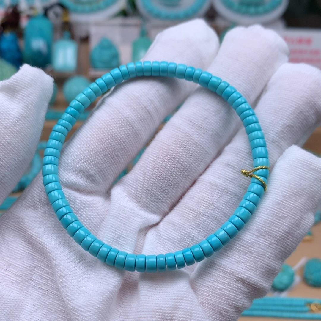 安***听未镶嵌绿松石珠宝奇石4.4mm