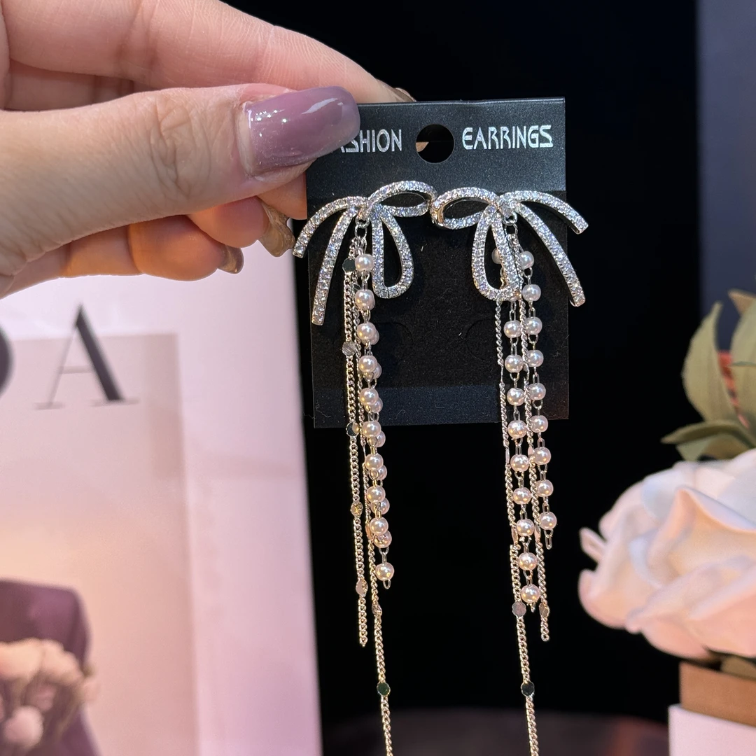 铜合金耳饰 语意】超仙气质轻奢时尚长款珠珠流苏耳环精致优雅耳钉