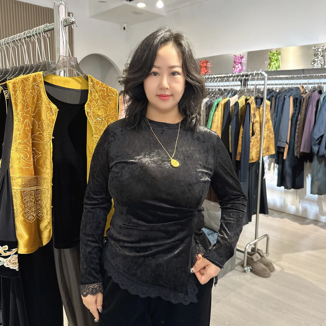 女士丝绒百搭打底卫衣气质简约秋季长袖