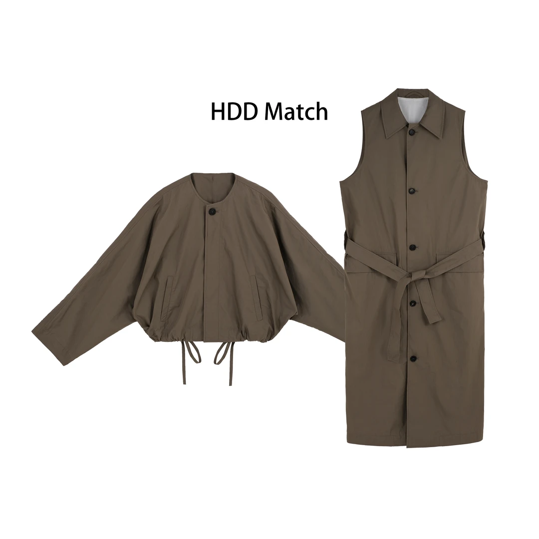 HDD- "米兰周报"  棉 意式圆领帅气外套+风衣套装两件套 Y8375