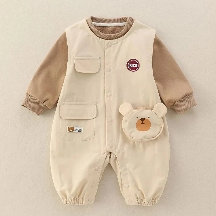 婴儿2025新款秋装洋气宝宝衣服加绒哈衣新款衬衫背带裤套装两件套