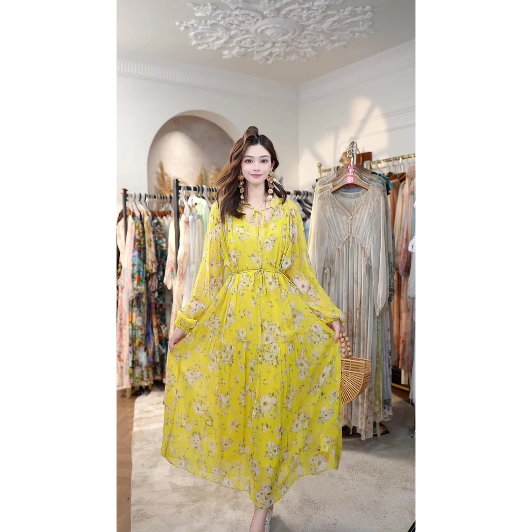 【文文原创】重磅100桑蚕丝连衣裙YR24D136-12