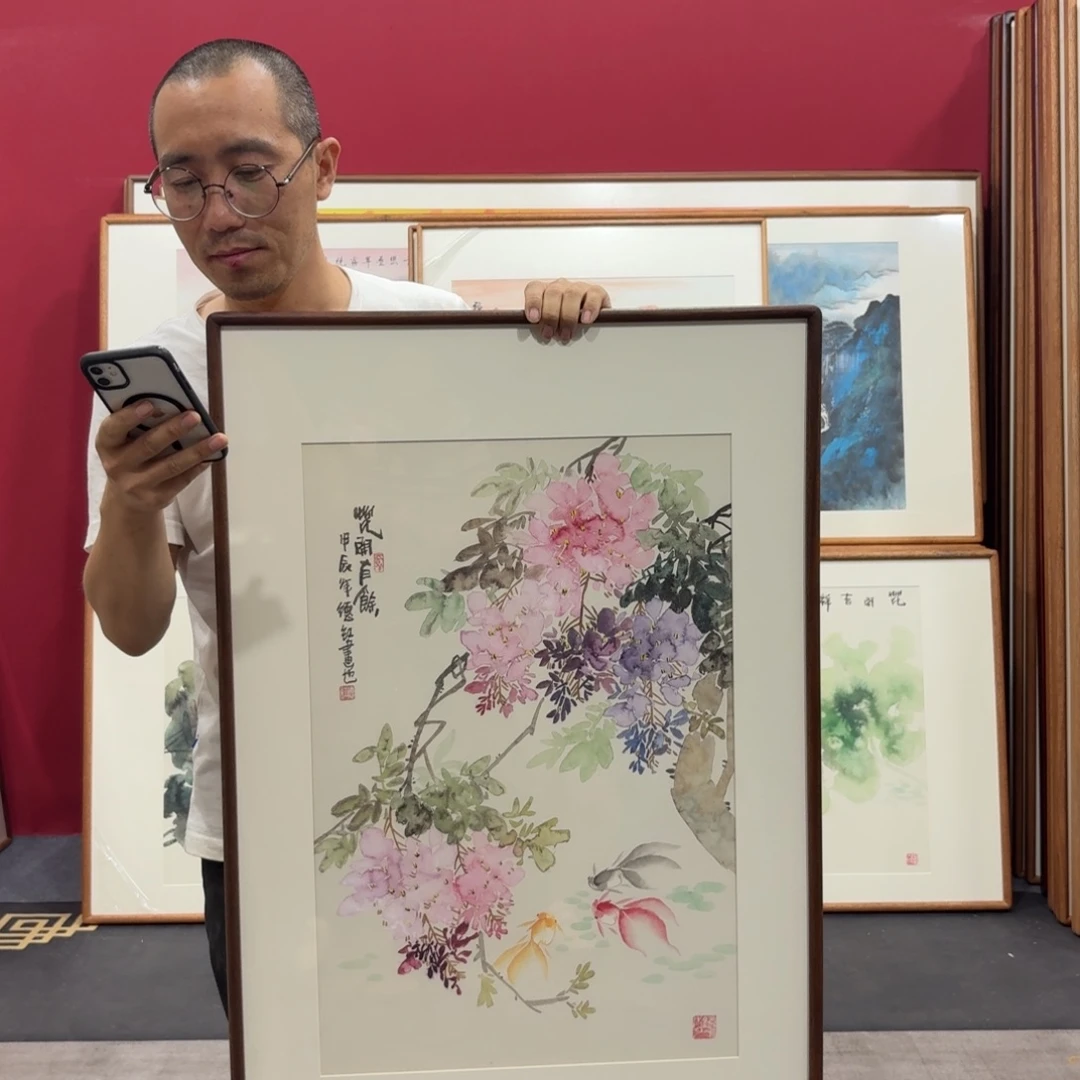 国画带框绘画90/60尺寸
