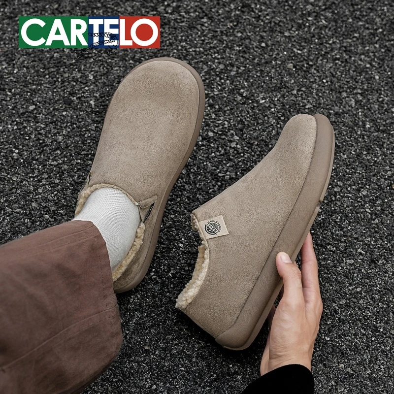 【防泼水勃肯鞋】卡帝乐鳄鱼男鞋秋冬勃肯男鞋羊绒保暖棉鞋穆勒拖鞋