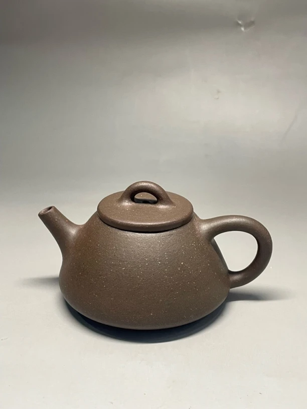 宜兴紫砂子冶石瓢壶、四十目原矿底槽青、全手工制、约80cc