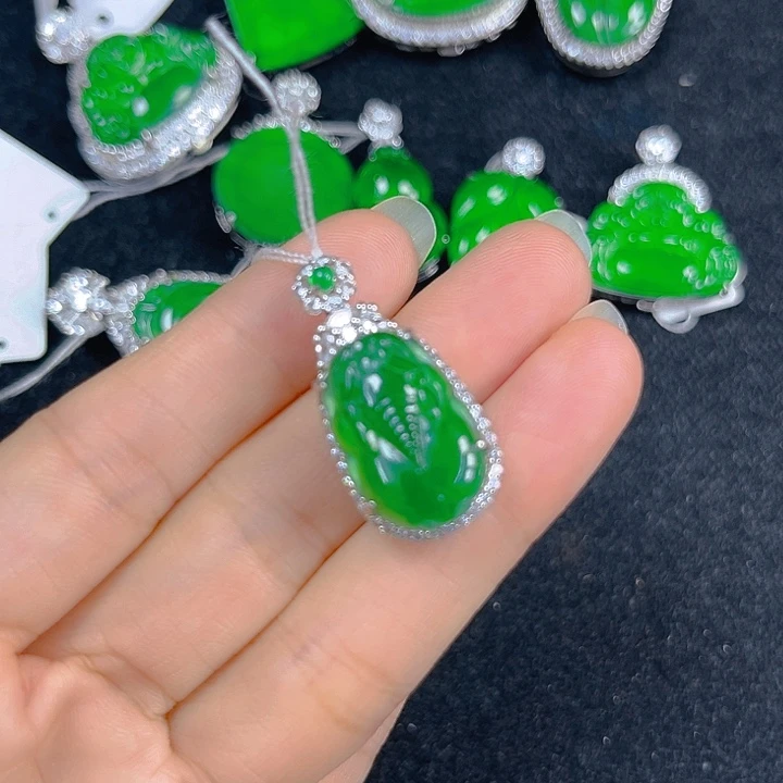 翡翠银S925镶嵌吊坠(不含链)