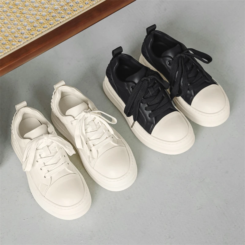 厚底增高休闲系带板鞋男时尚潮流舒适通勤日常小白鞋GH-5059