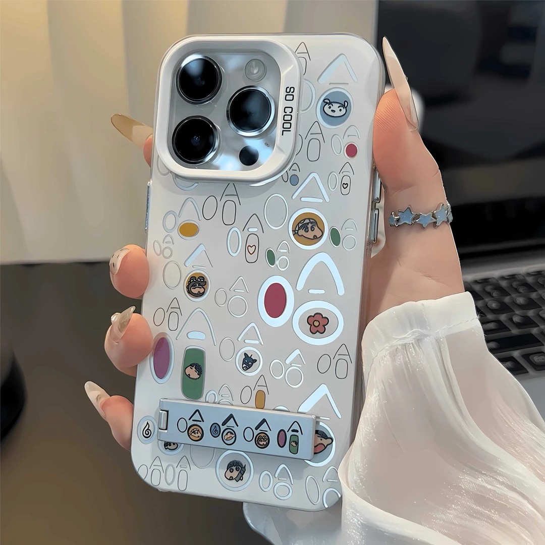 哈哈小新适用苹果16壳15彩银14保护套iPhone13支架12硅胶11全包xr