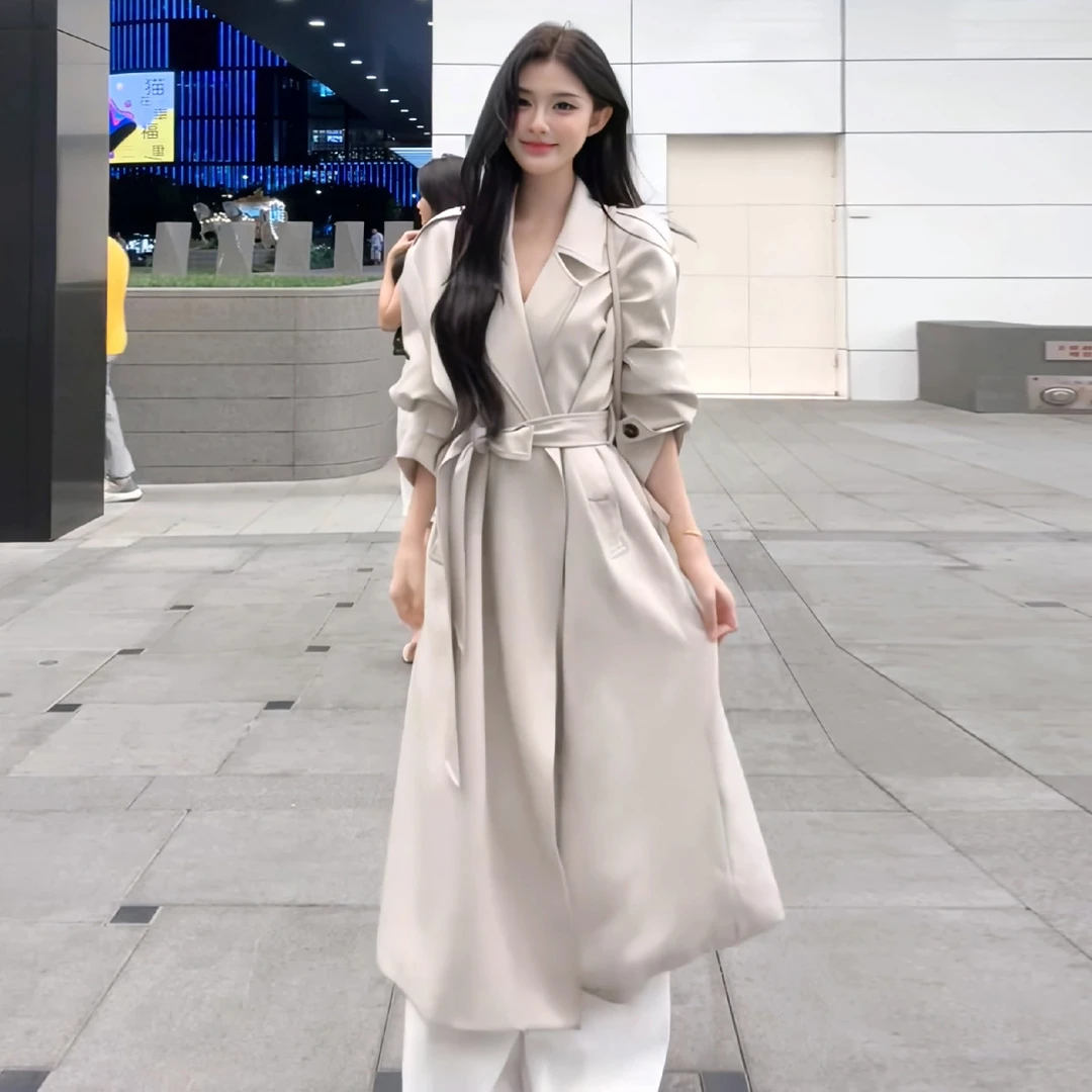 韩版气质休闲时尚百搭中长款风衣外套女2025秋冬新款时髦御姐大衣