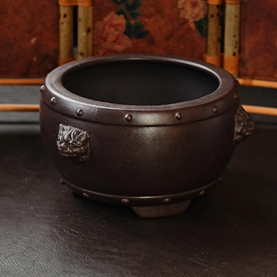 【0303兽纽】宜兴原矿紫砂全手工茶盘干泡台水洗