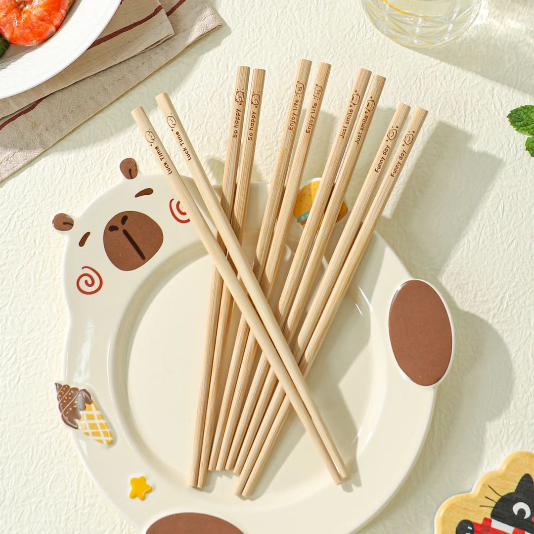 舍里天然楠竹筷子10双装家用高档新款无漆无蜡家庭防滑筷耐高温