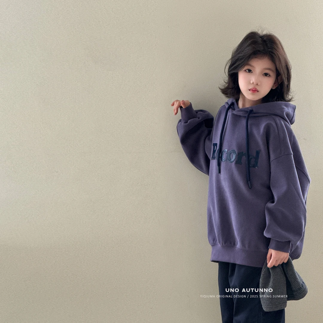 现货「UNO AUTUNNO」【记录】华棉刷毛女中大童字母长袖卫衣CP25