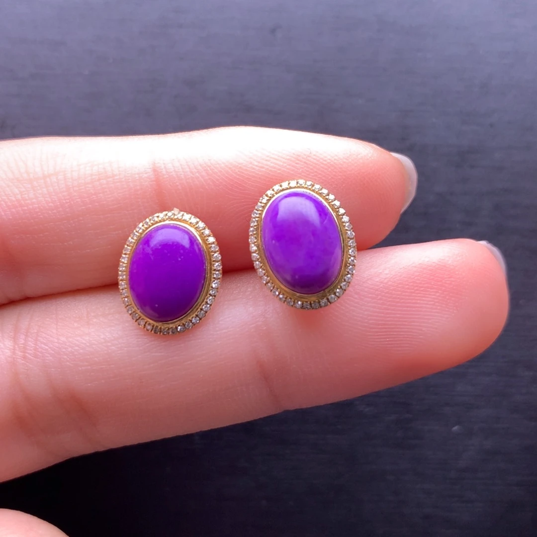 苏纪石（舒俱来）耳钉18K金镶嵌