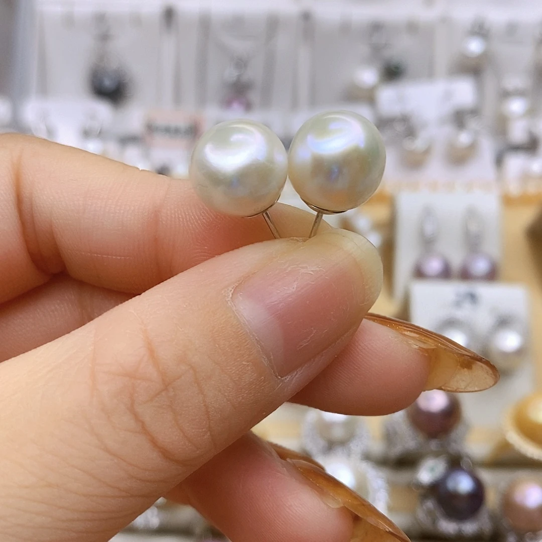 淡水珍珠耳饰银S925镶嵌