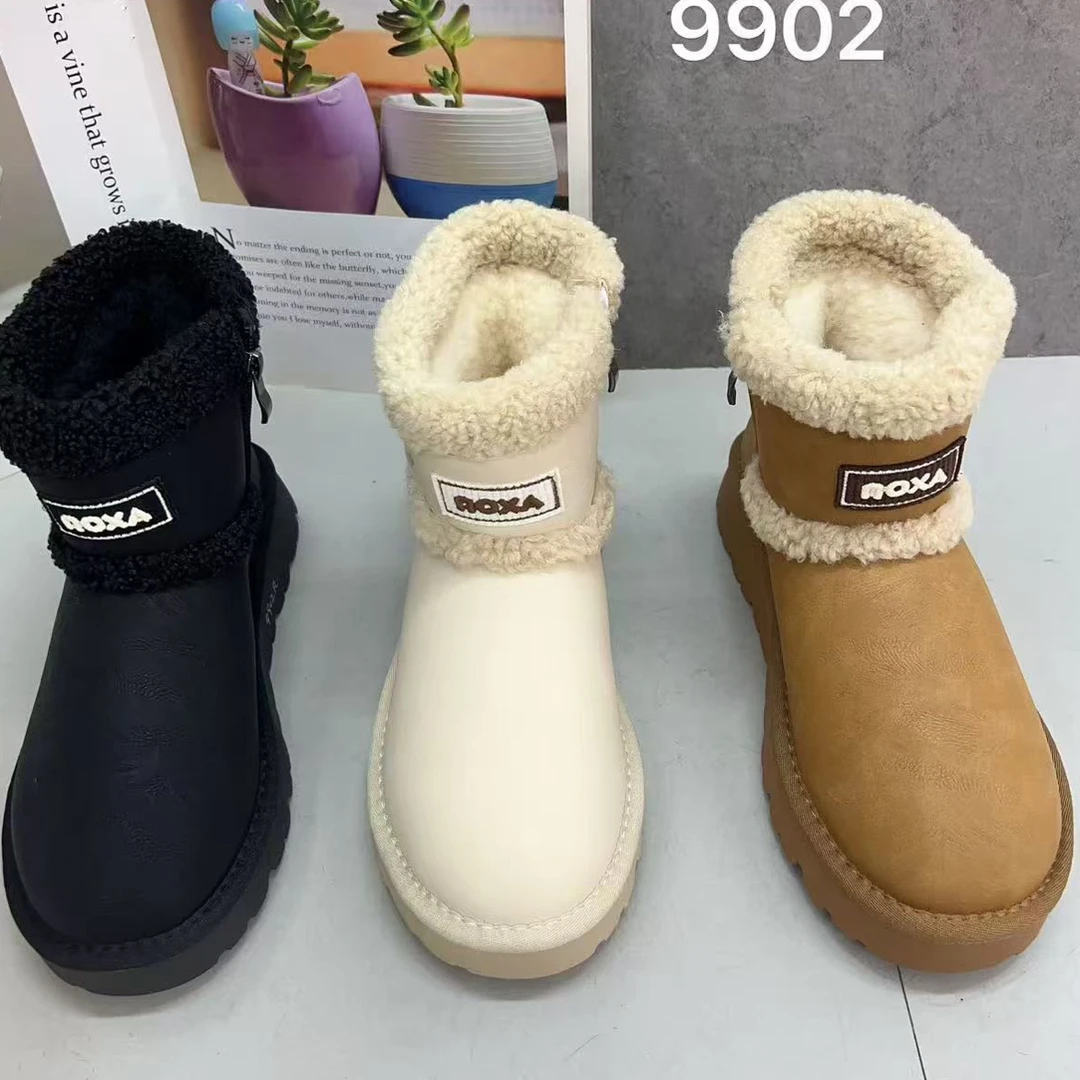 圆头时尚雪地靴女款毛毛雪地靴雪地靴雪地棉防水加绒