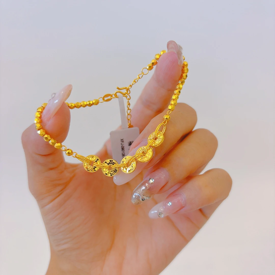 【禧丰金】足金999 蹦迪五帝币 钱多多黄金手链  多样性发一！