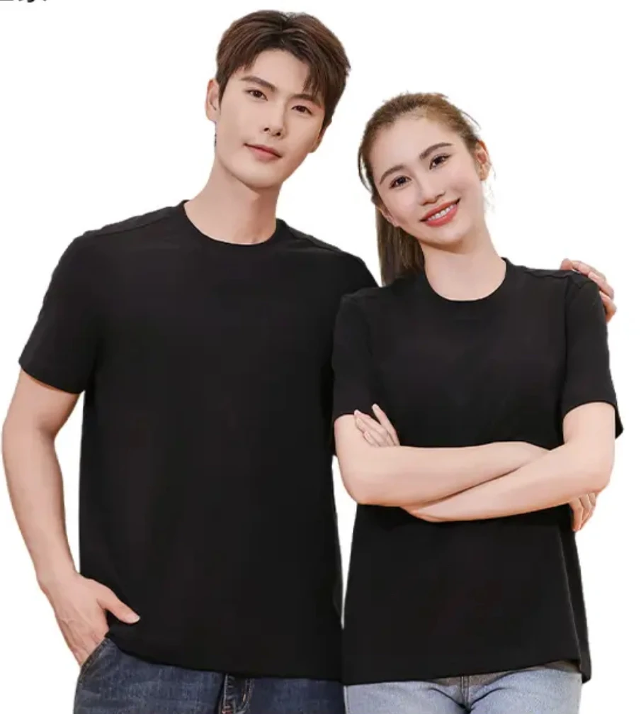 轻奢夏季百搭潮流情侣短袖圆领上衣男女同款T恤4-1