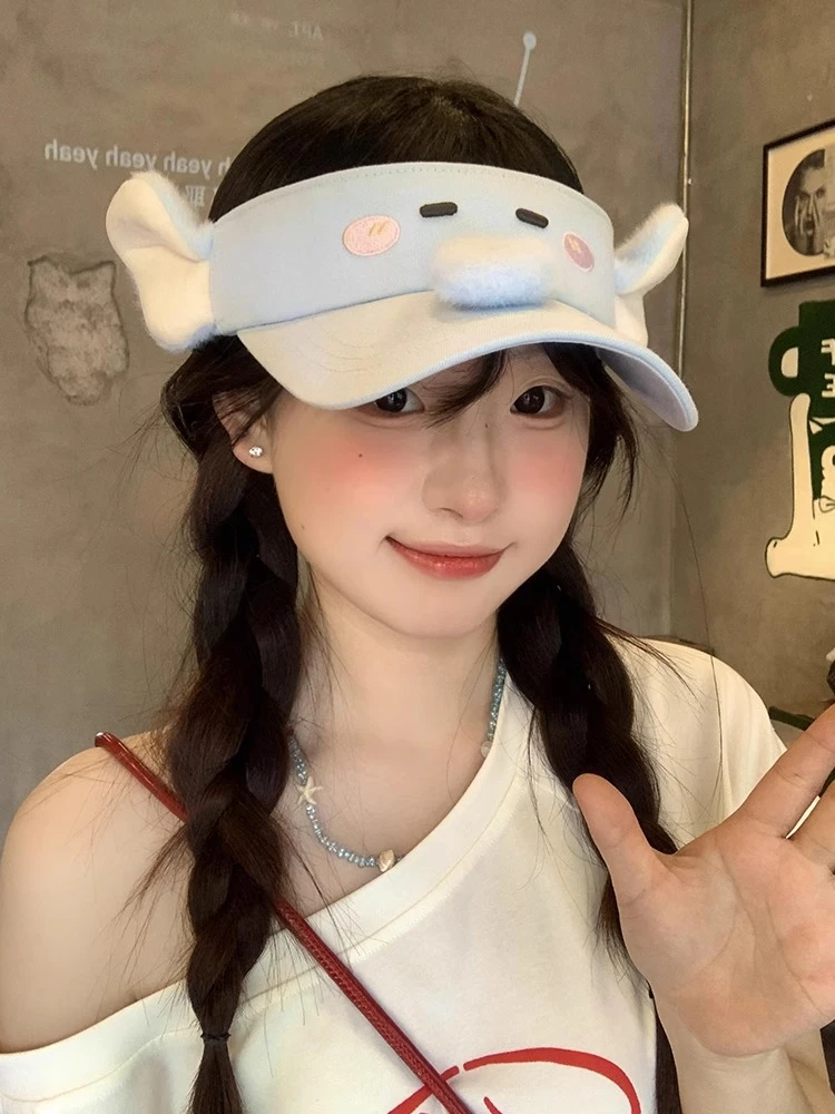 2025新款可爱立体小象空顶帽女夏季户外防晒遮阳帽显脸小鸭舌帽子