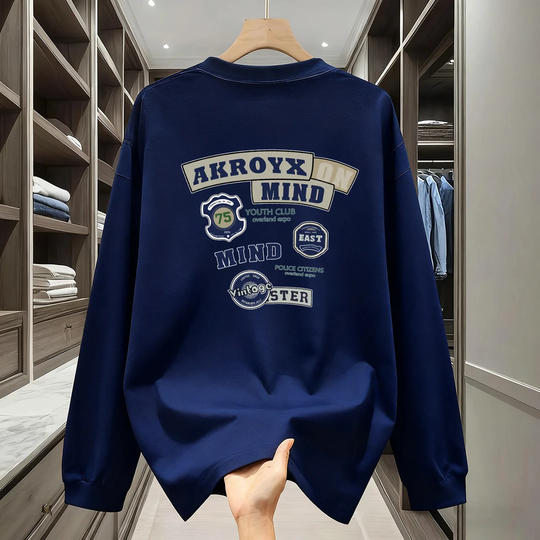 纯棉长袖t恤男圆领美式打底衫百搭内搭薄款休闲ins春秋上衣打底衫