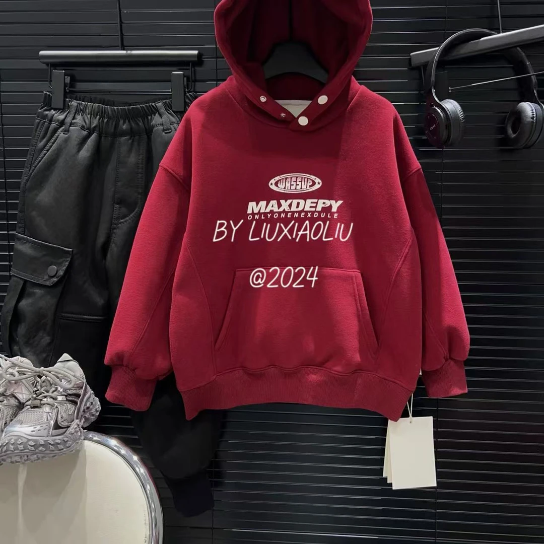 杭州六小六正版 BY LIUXIAOLIU冬季儿童加绒连帽卫衣15235