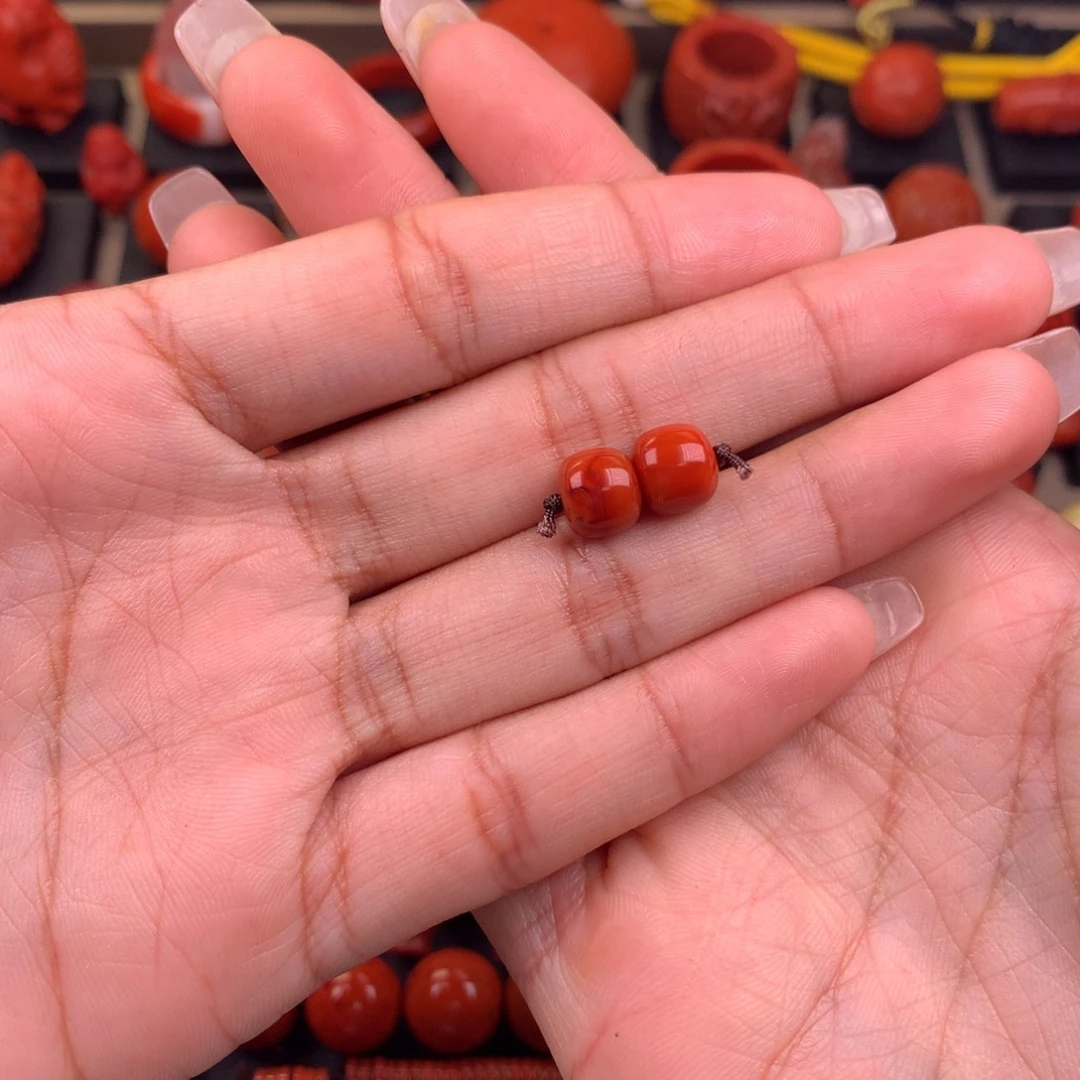 南红玛瑙未镶嵌老型对珠8+